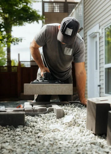 Gabriel Forezli installing paver stone in langley bc patio